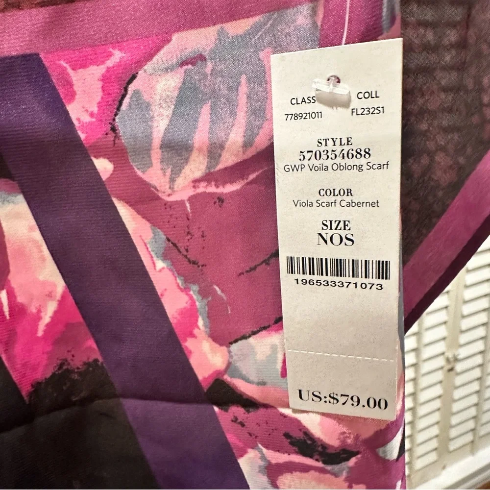 White House Black Market Viola Oblong Scarf – OS – Cabernet Satin